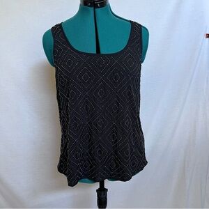 Search for Sanity Black Beaded Diamond Pattern Tank Top